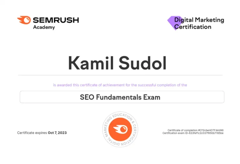 Semrush seo fundamentals certification