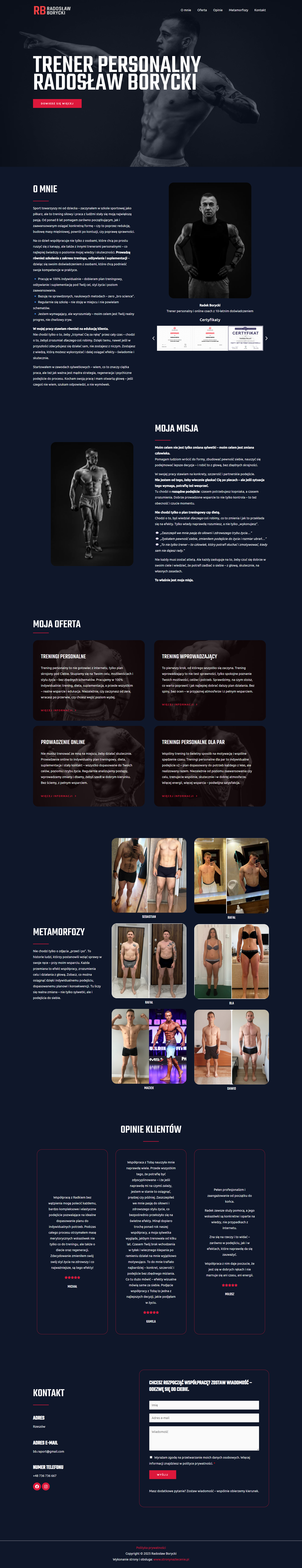 Strona internetowa Trener personalny Radosław Borycki