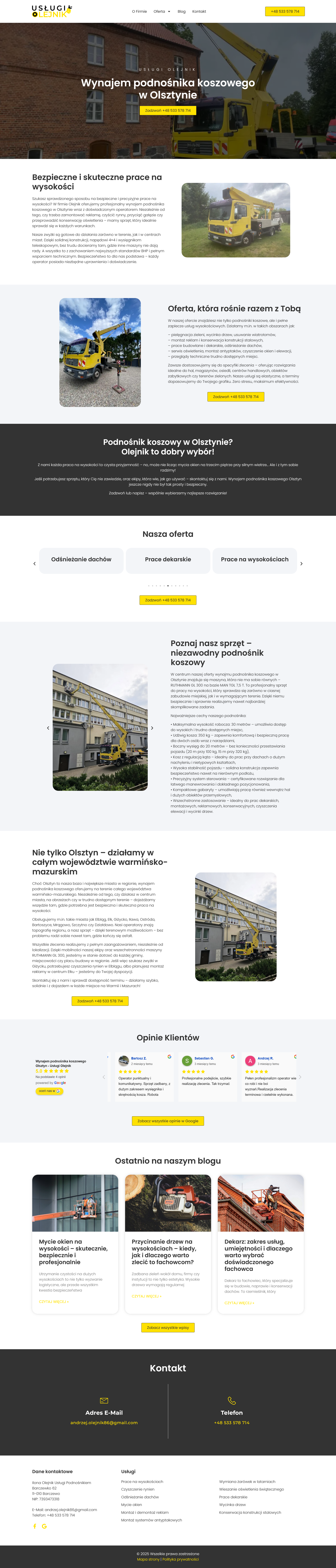 Wynajem podnośnika koszowego Rzeszów